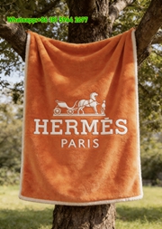 Hermès Classic Horse Carriage Flannel Fleece Throw Blanket IMG_4988
